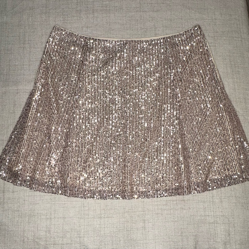 LOFT Rose Gold Sequin Skirt | Size 16